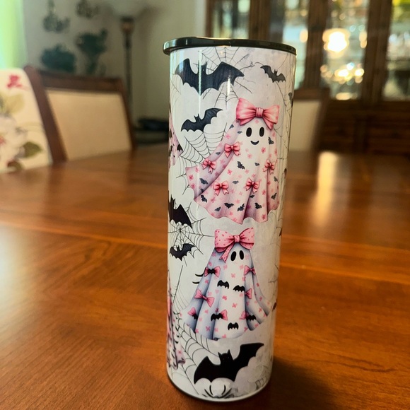 Other - Halloween Ghost and Bat Tumbler - Cute Pink Spooky Season Cup